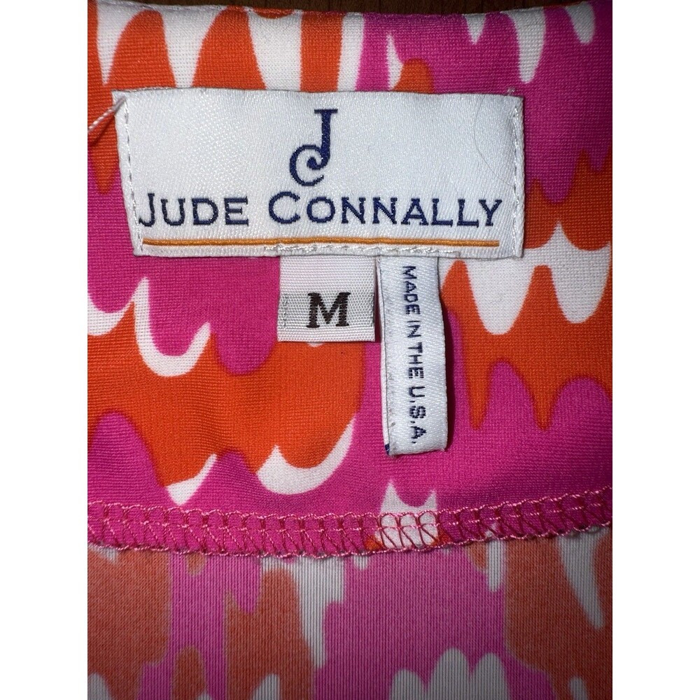 Jude Connally Pink Orange Ikat Sleeveless V-Neck Stretch Knit Top Made In USA  M - Picture 7 of 11